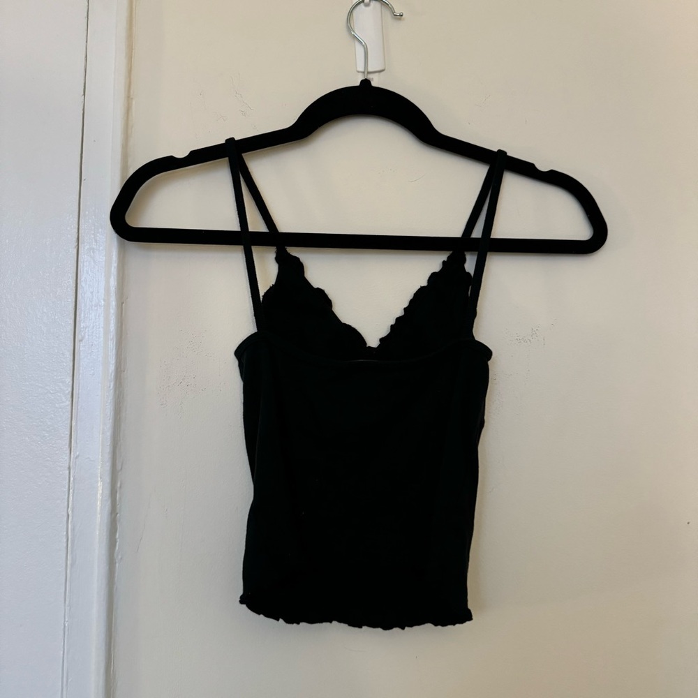 Brandy Melville Black Lettuce Hem Cami Tank Top - Picture 5 of 5